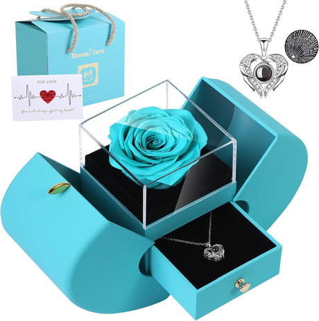 Preserved Real Rose with I Love You Necklace 100 Languages, Gifts for Girlfriend, Women, Mom, Wife, Gifts Idea on Christmas, Valentine'S Day, Mother'S Day, Birthday, Anniversary, Thanksgiving