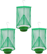 Ranch Fly Trap Outdoor Hanging | Reusable Fly Trap | Food Bait Flay Catcher Cage for Indoor or Outdoor Family Farms, Park (3 Pack)