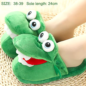 Cartoon Crocodile Cotton Slippers – Winter Home Shoes