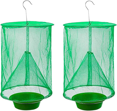 Ranch Fly Trap Outdoor Hanging | Reusable Fly Trap | Food Bait Flay Catcher Cage for Indoor or Outdoor Family Farms, Park (3 Pack)