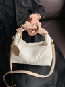 New Style Fashionable Simple All-Match Trendy Pleated Weaving Pu Color Block Handbag Shoulder Bag Crossbody Bag