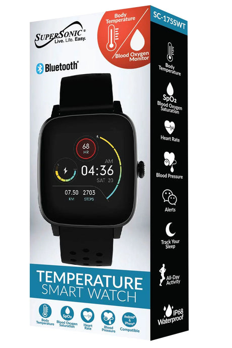 Supersonic Smartwatch – Heart Rate, Temp, SpO2 & BP Monitor