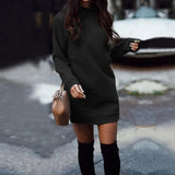 Women'S Autumn and Winter round Neck Long Sleeve Solid Color Sweater Dress Vestidos En Oferta Liquidación Envío Gratis Ropa Para