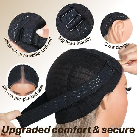 Brownbomb Wear and Go Layered Straight Synthetic Wig Glueless Pre Cut Lace Pre Plucked 26 Inch and Face Framing Bangs T Lace Perfect Middle Part Heat Resistant Fiber Realistic Wig for Daily Wear Parties Dating