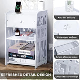 Modern White Nightstand with Drawer, 11.8”L X 11.8”W X 20”H, Multipurpose Storage