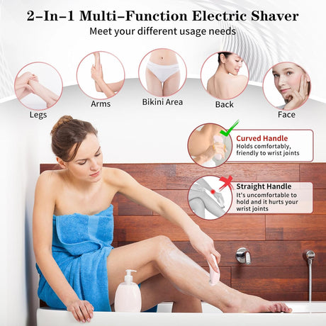 Dusk Razor for Women, Glide Pro 3.0 Razor Dusk, 2 in 1 Dusk Electric Shaver for Women, Duskofficial Razor, Dusk Official Razor for Women Waterproof, Dusk Glide Pro 3.0 Shaver Painless Wet & Dry(Pink)