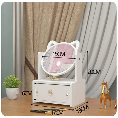 Mirror Makeup Mirrors Wooden DIY Decorative Mirrors with Storage Box Girl Desktop Dressing Mirror for Bedroom Room Decoration
