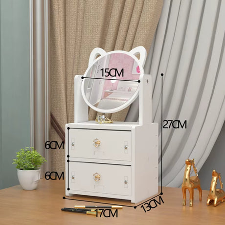 Mirror Makeup Mirrors Wooden DIY Decorative Mirrors with Storage Box Girl Desktop Dressing Mirror for Bedroom Room Decoration